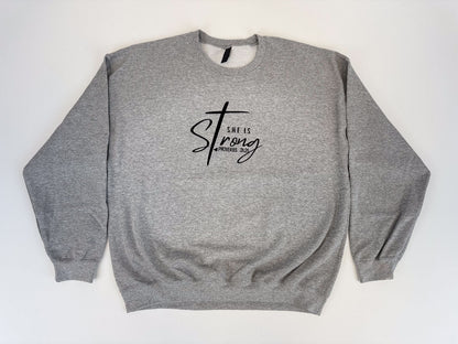 She is Strong Embroidered Sweatshirt - GOdCREATEd