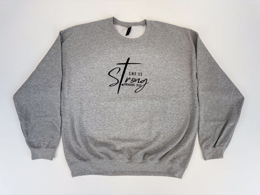 She is Strong Embroidered Sweatshirt - GOdCREATEd