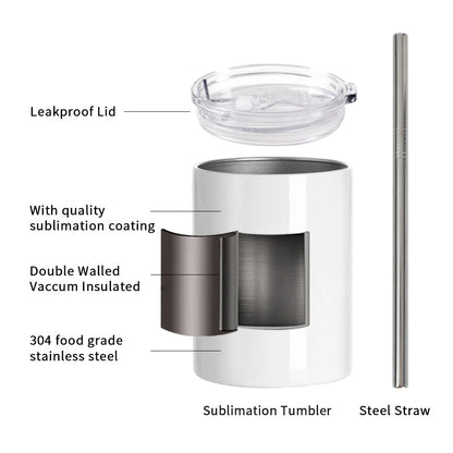 Stainless Steel Coffee Cup with Water Proof Lid and Straw - 13 oz