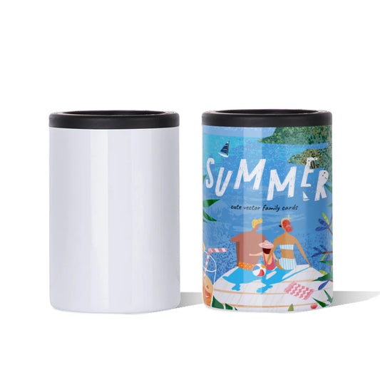 Sublimation Cold Drink Short Can Cooler Insulated White 12 OZ