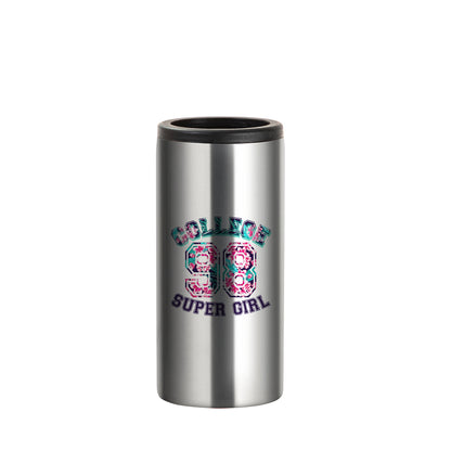 Sublimation Cold Drink Skinny Beer Can Cooler Stainless Steel Insulator White 12 OZ