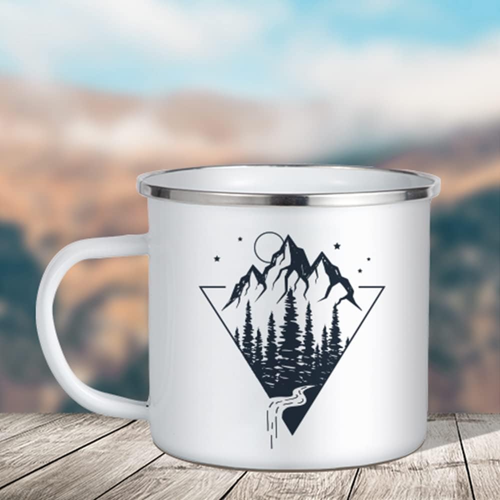 Sublimation Enamel Camping Travel Mug with Silver Rim - 17 oz