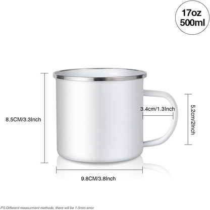 Sublimation Enamel Camping Travel Mug with Silver Rim - 17 oz