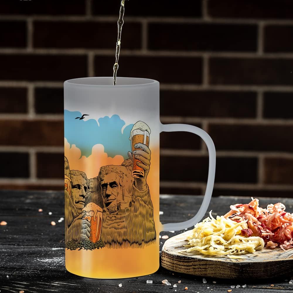 Sublimation Frosted Glass Beer Mugs with Handle - 22 oz