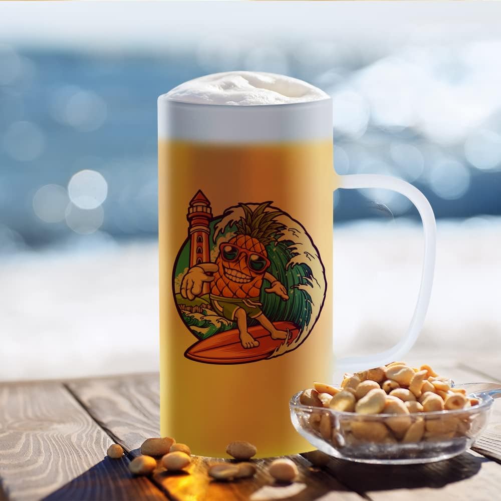 Sublimation Frosted Glass Beer Mugs with Handle - 22 oz