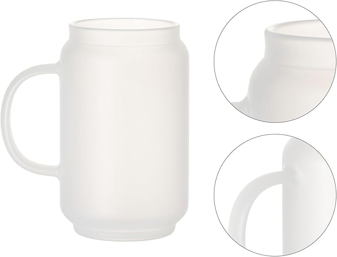 Sublimation Frosted Glass Blanks with Handle Bamboo Lid and Plastic Straw Mugs - 13 oz