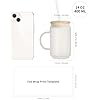 Sublimation Frosted Glass Blanks with Handle Bamboo Lid and Plastic Straw Mugs - 13 oz