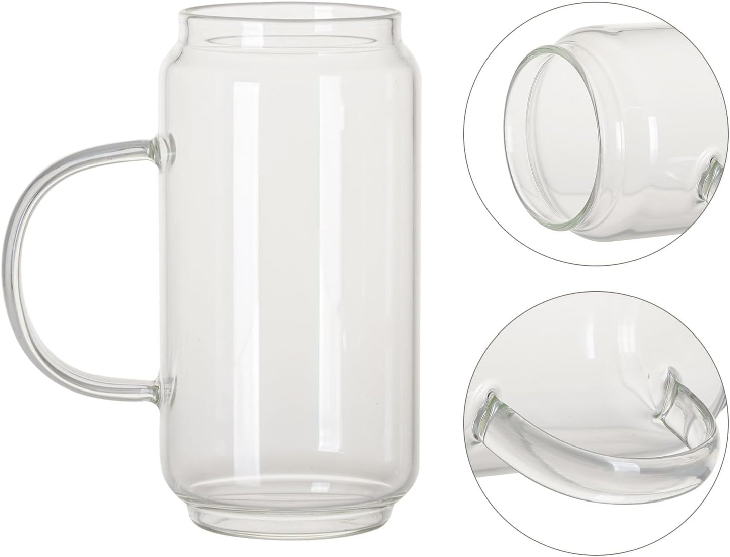 Sublimation Glass Mugs with Handle Bamboo Lid and Plastic Straw - 18 oz