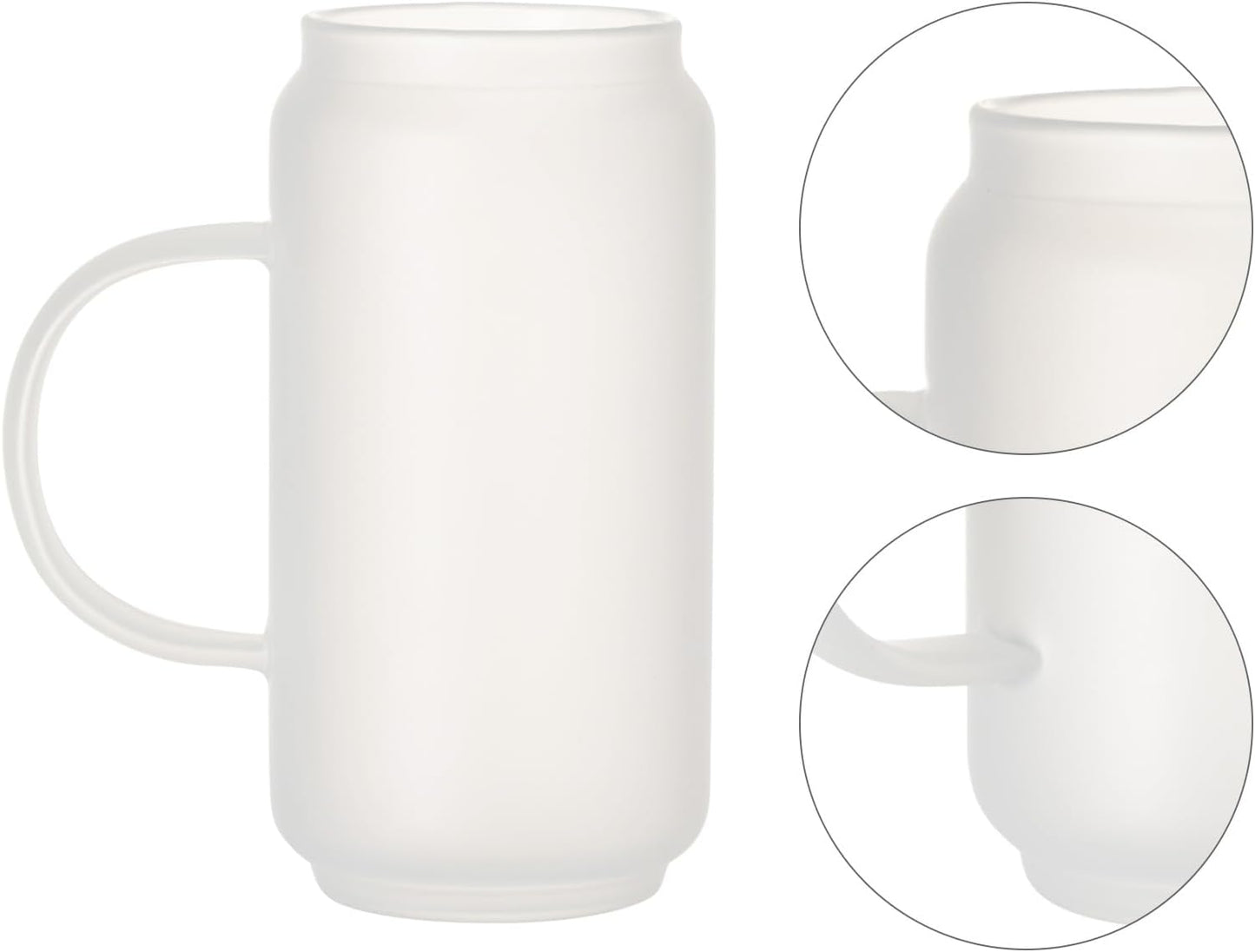 Sublimation Glass Mugs with Handle Bamboo Lid and Plastic Straw - 18 oz