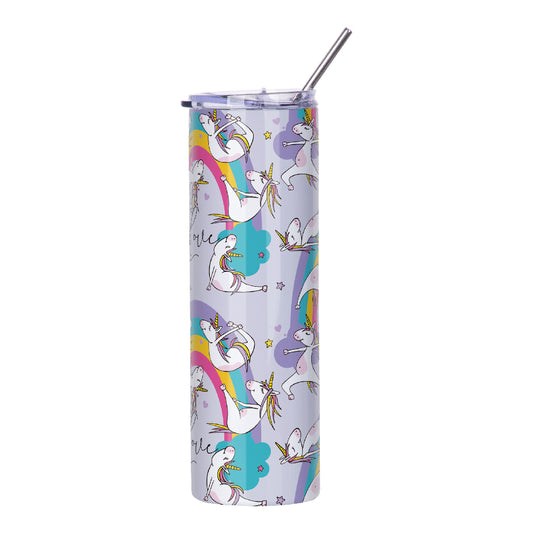 Sublimation Skinny Straight Tumbler White With Metal Straw And Slide Lid 30 OZ