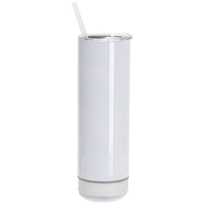 Sublimation Stainless Steel Skinny Tumbler with White Bluetooth Speaker 20 oz