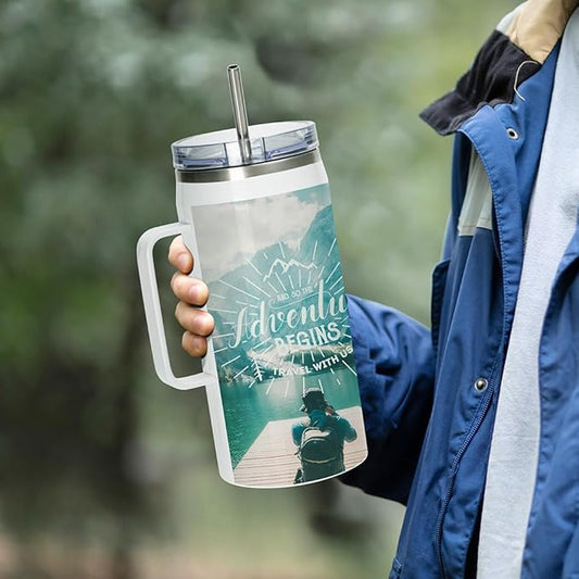 Sublimation Tumblers with Handle Lid and Straw Insulated Stainless Steel Jug - 40 oz