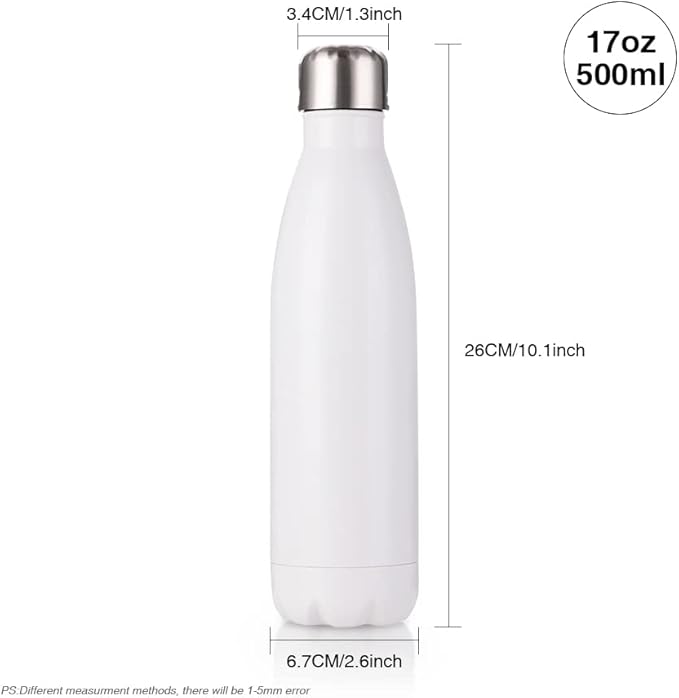 Sublimation Water Bottles Blanks White Stainless Steel - 17 oz