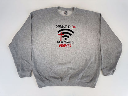 Connect to God Embroidered Sweatshirt - GOdCREATEd