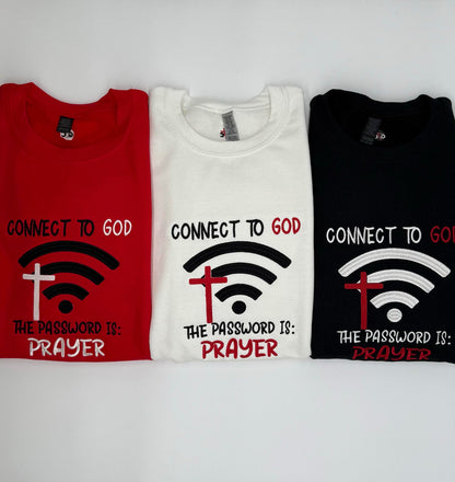 Connect to God Embroidered Sweatshirt - GOdCREATEd