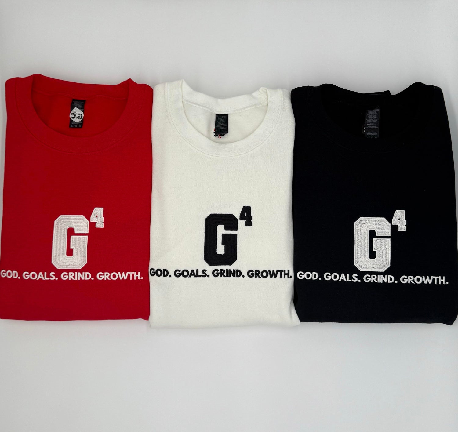 G4 God. Goals. Grind. Growth. Embroidered. Sweatshirt. - GOdCREATEd