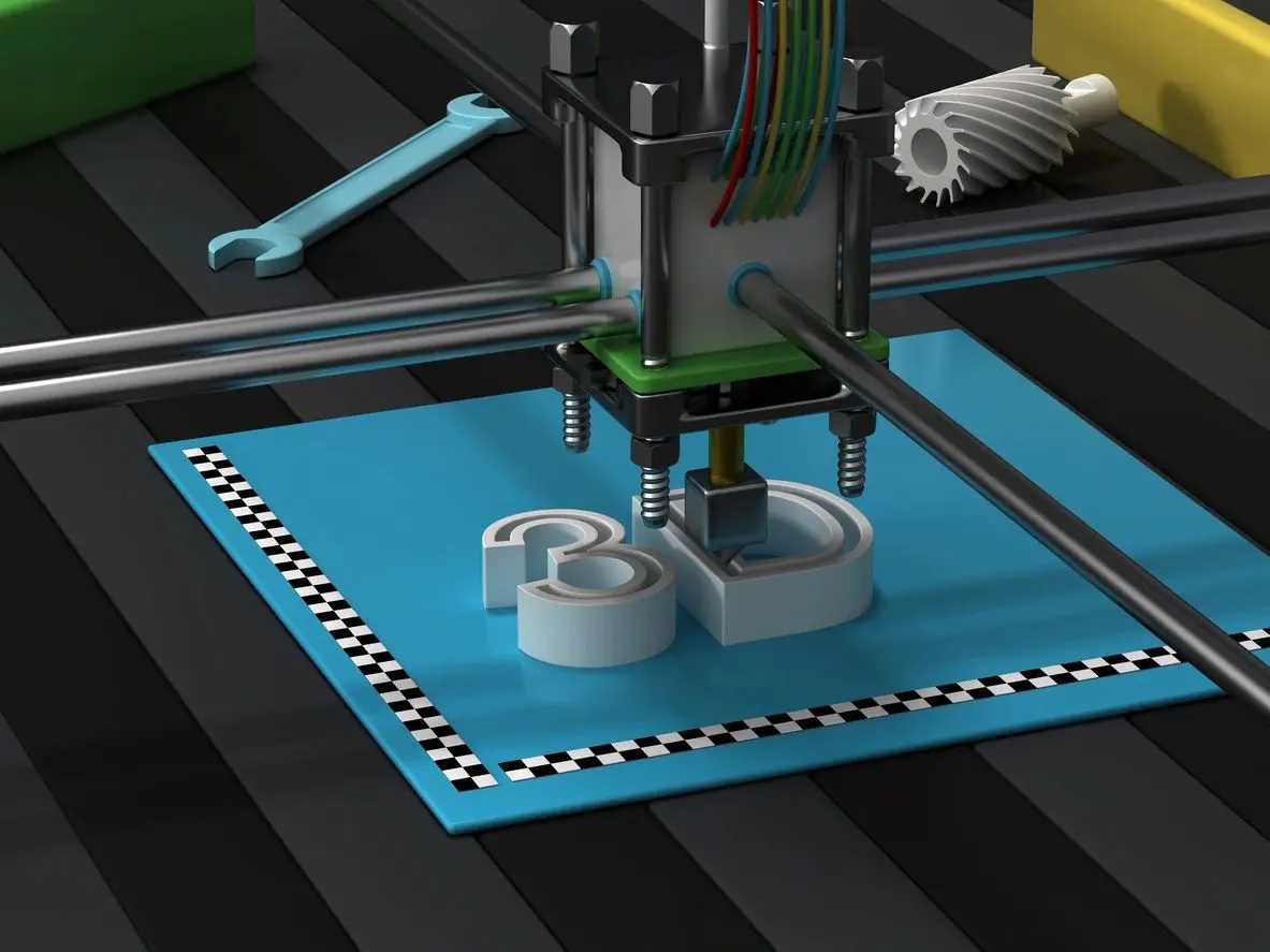 A 3 d printer is being used to make a number.
